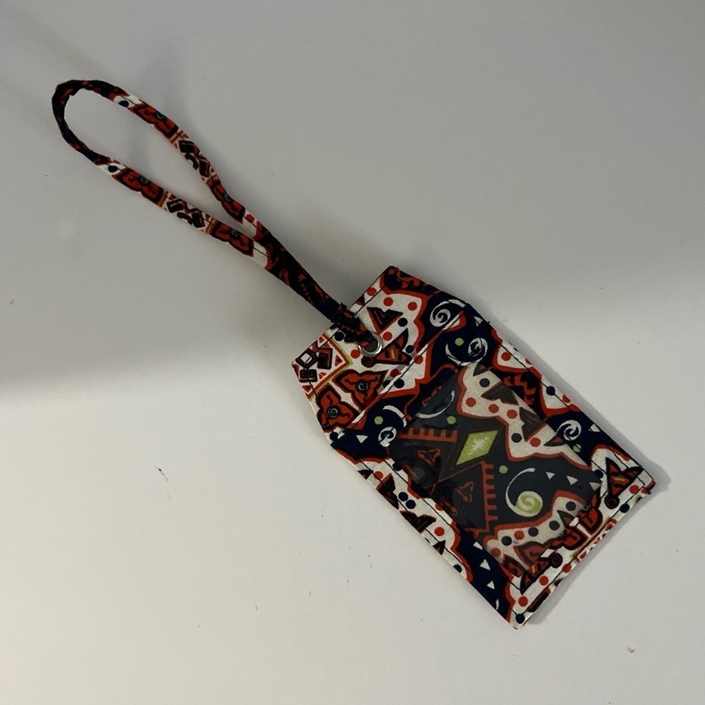Colorful Orange Blue Green Laminated Luggage Tag Travel I D Badge Fun Pattern - Picture 2 of 9